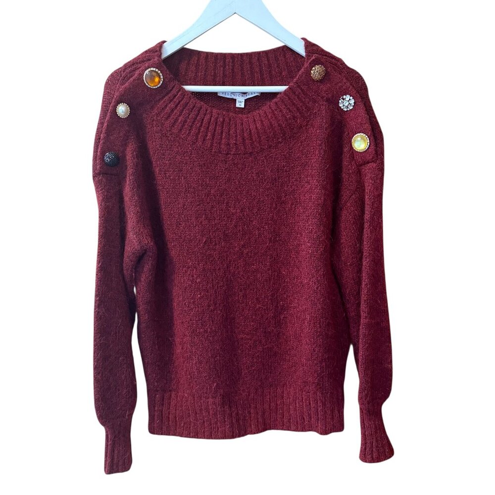 Veronica Beard Jewel Studded Chase Alpaca Wool Blend Sweater size XS FLAW